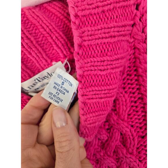 Ann Taylor women's Cotton Pink crop sweater size small - Picture 6 of 7